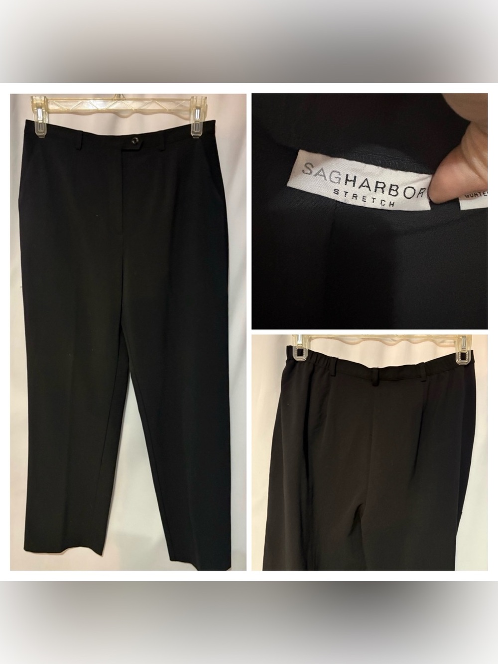 Sag Harbor Black Straight-Leg Dress Trousers